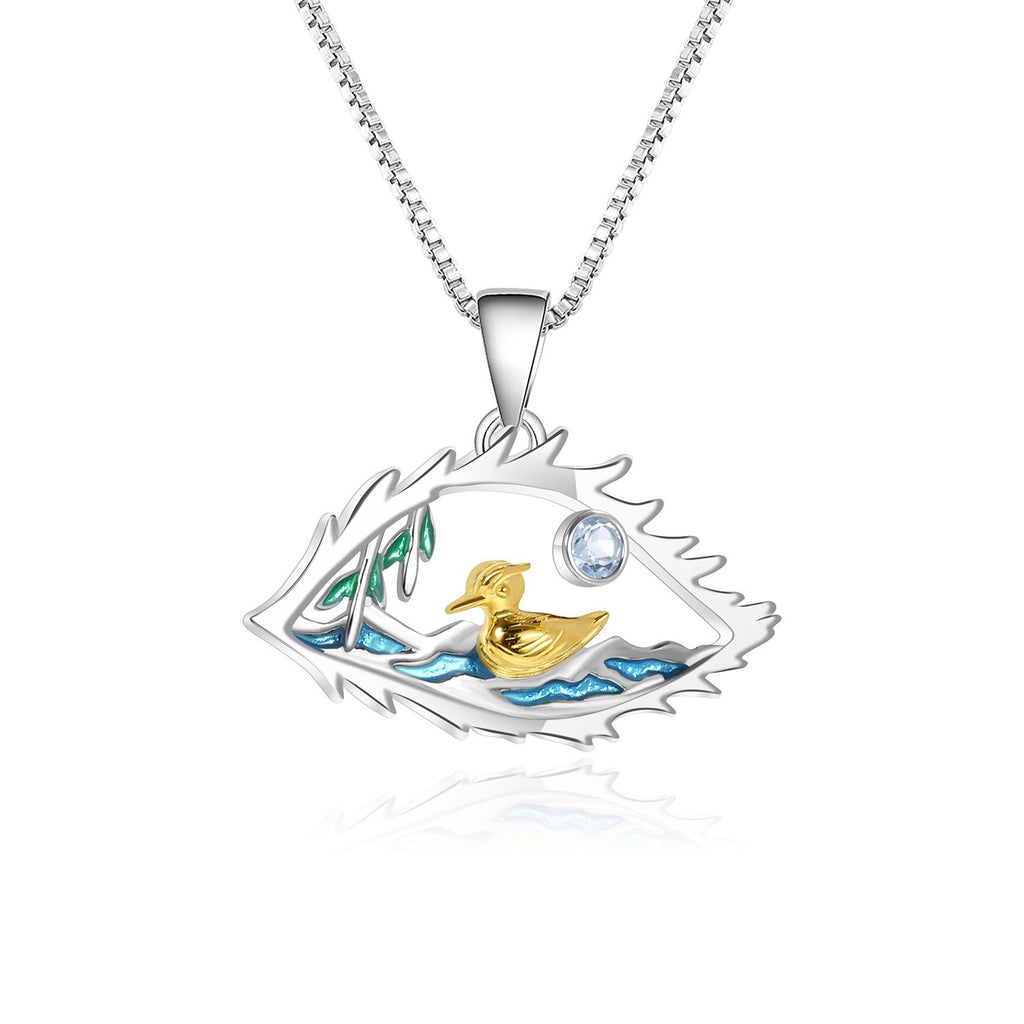 Secret Garden Designer Elegant Natural Topaz Necklace in 925 Sterling Silver