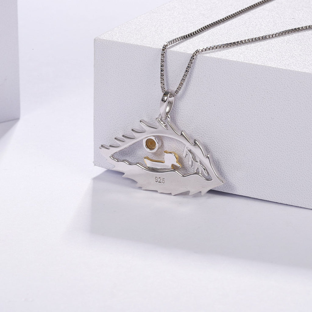Back view of the Topaz necklace showing clasp and hallmark