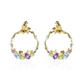 Secret Garden Designer Elegant Floral Gemstone Earrings in 925 Sterling Silver