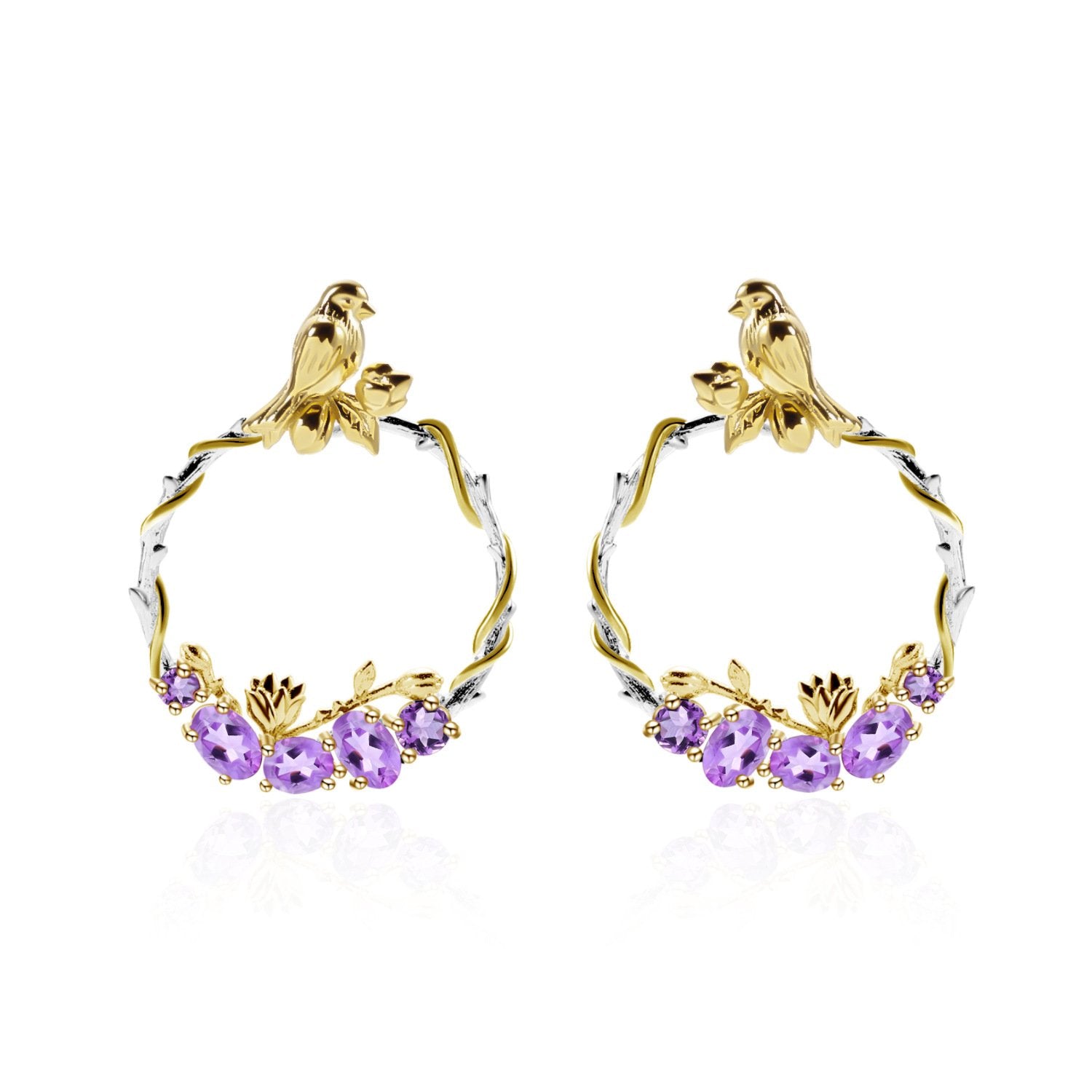 Side profile of the Natural Gemstone earrings