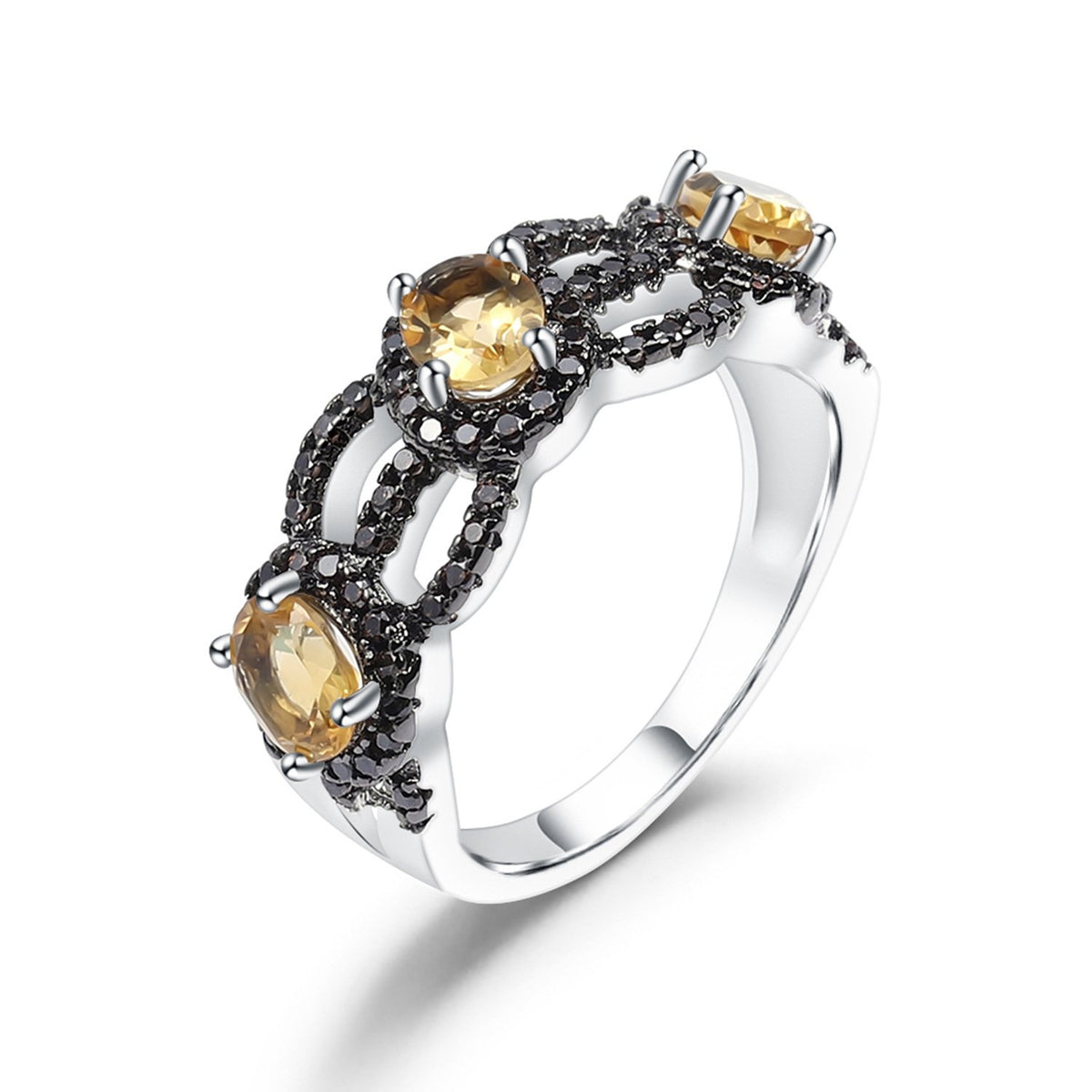 Secret Garden Elegant Luxury Natural Gemstone Citrine Ring in 925 Sterling Silver