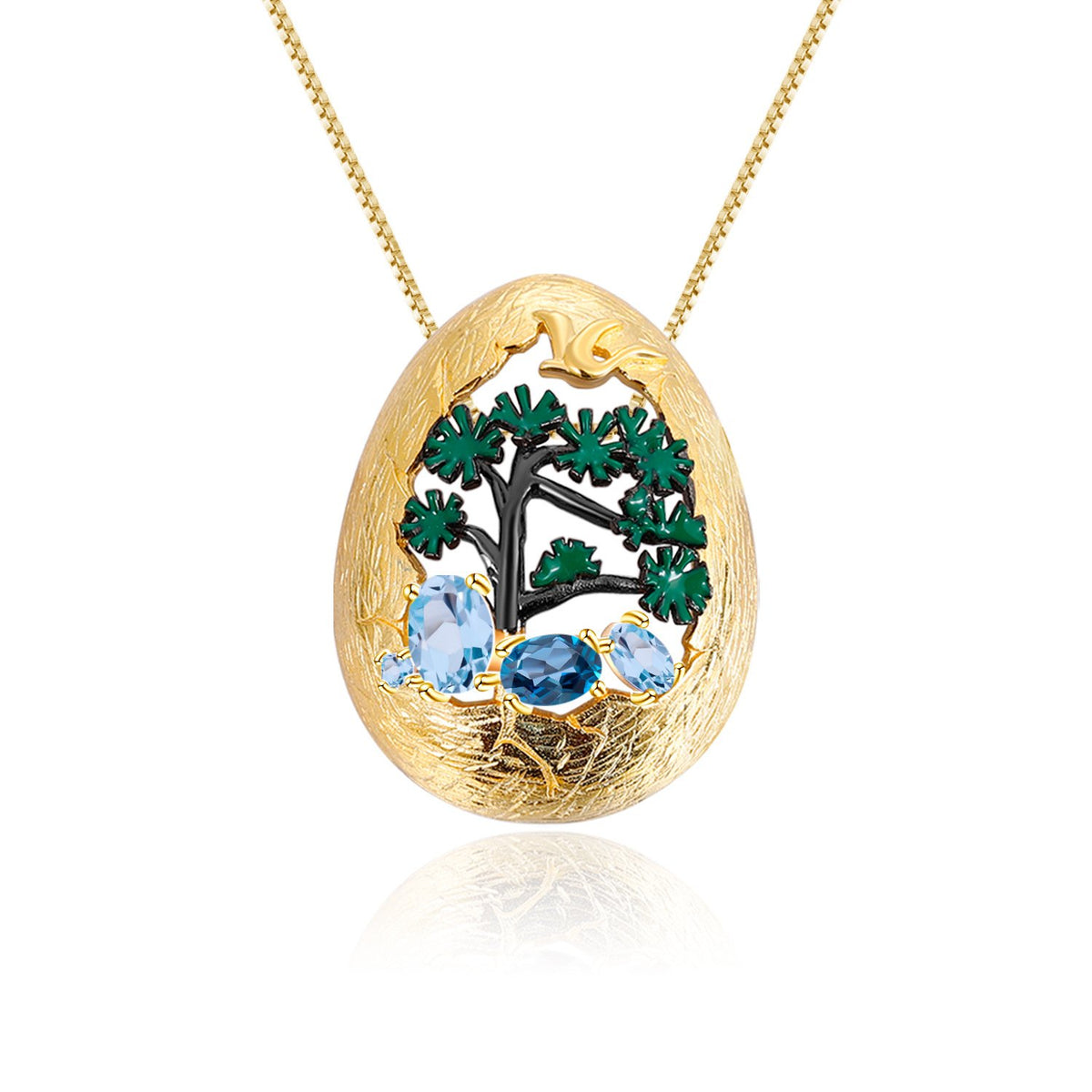 Close-up of the Natural Gemstone setting on this pendant