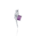 Secret Garden Designer Bird Amethyst & 2-in-1 Necklace in 925 Sterling Silver