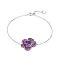 Secret Garden Designer Nature-Inspired Elegant Floral Amethyst Bracelet in 925 Sterling Silver