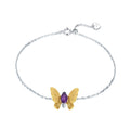 Secret Garden Designer Elegant Butterfly Amethyst Bracelet in 925 Sterling Silver