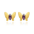 Secret Garden Designer Butterfly Fashion Amethyst Earrings in 925 Sterling Silver