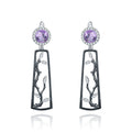 Secret Garden Designer Amethyst Earrings in 925 Sterling Silver