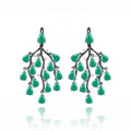 Secret Garden Designer Nature-Inspired Elegant Natural Gemstone Green Agate Earrings in 925 Sterling Silver