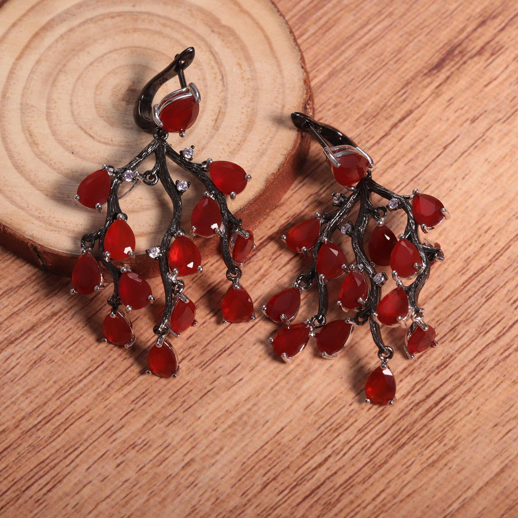Back view of the Agate earrings showing clasp and hallmark
