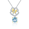 Secret Garden Designer Nature-Inspired Butterfly Floral Citrine Necklace in 925 Sterling Silver