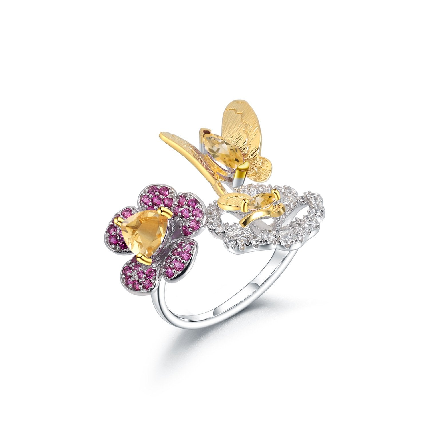 Close-up of the Amethyst setting on this ring