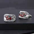 Secret Garden Elegant Luxury Natural Garnet Earrings in 925 Sterling Silver