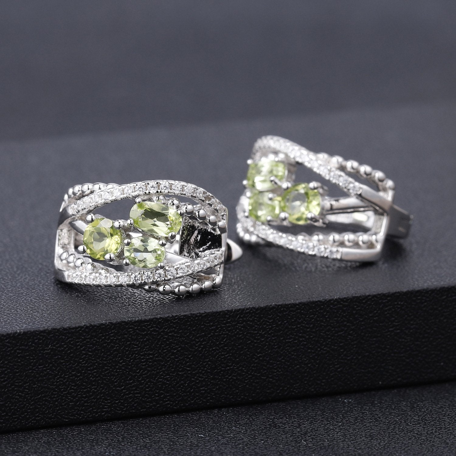 Side profile of the Garnet earrings