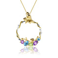 Secret Garden Designer Elegant Floral Gemstone Necklace in 925 Sterling Silver