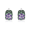 Secret Garden Elegant Rose Luxury Natural Rhodolite Earrings in 925 Sterling Silver