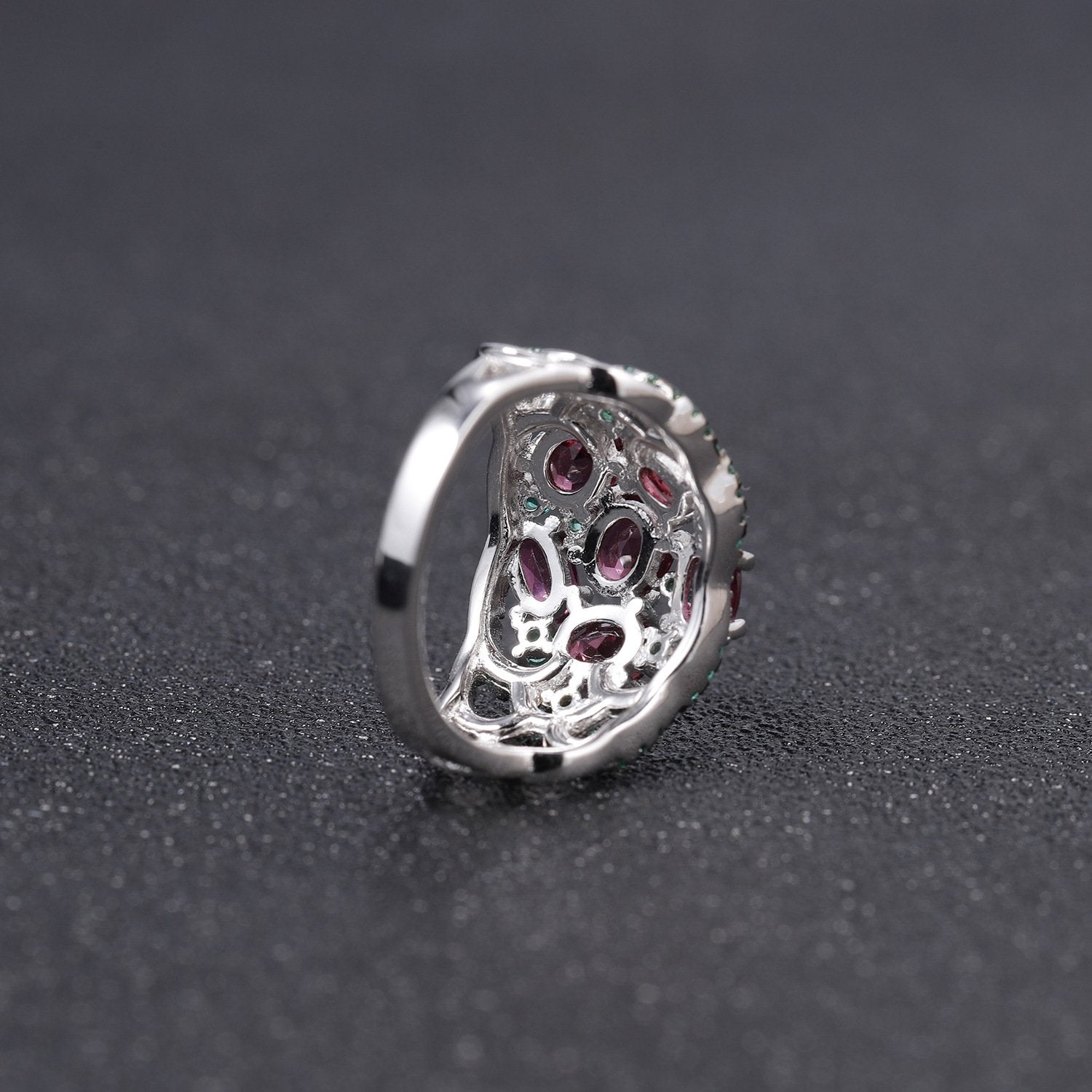 Rhodolite Garnet Ring worn for scale and styling reference