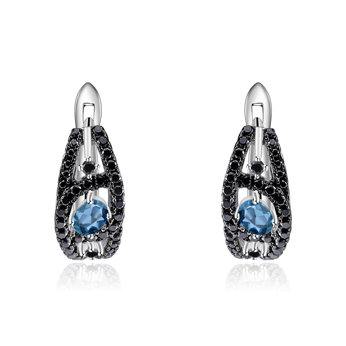 Back view of the Amethyst earrings showing clasp and hallmark