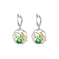 Secret Garden Bird Artistic Forest Natural Gemstone Earrings in 925 Sterling Silver