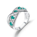 Secret Garden Elegant Luxury Natural Gemstone Amethyst & Topaz Ring in 925 Sterling Silver
