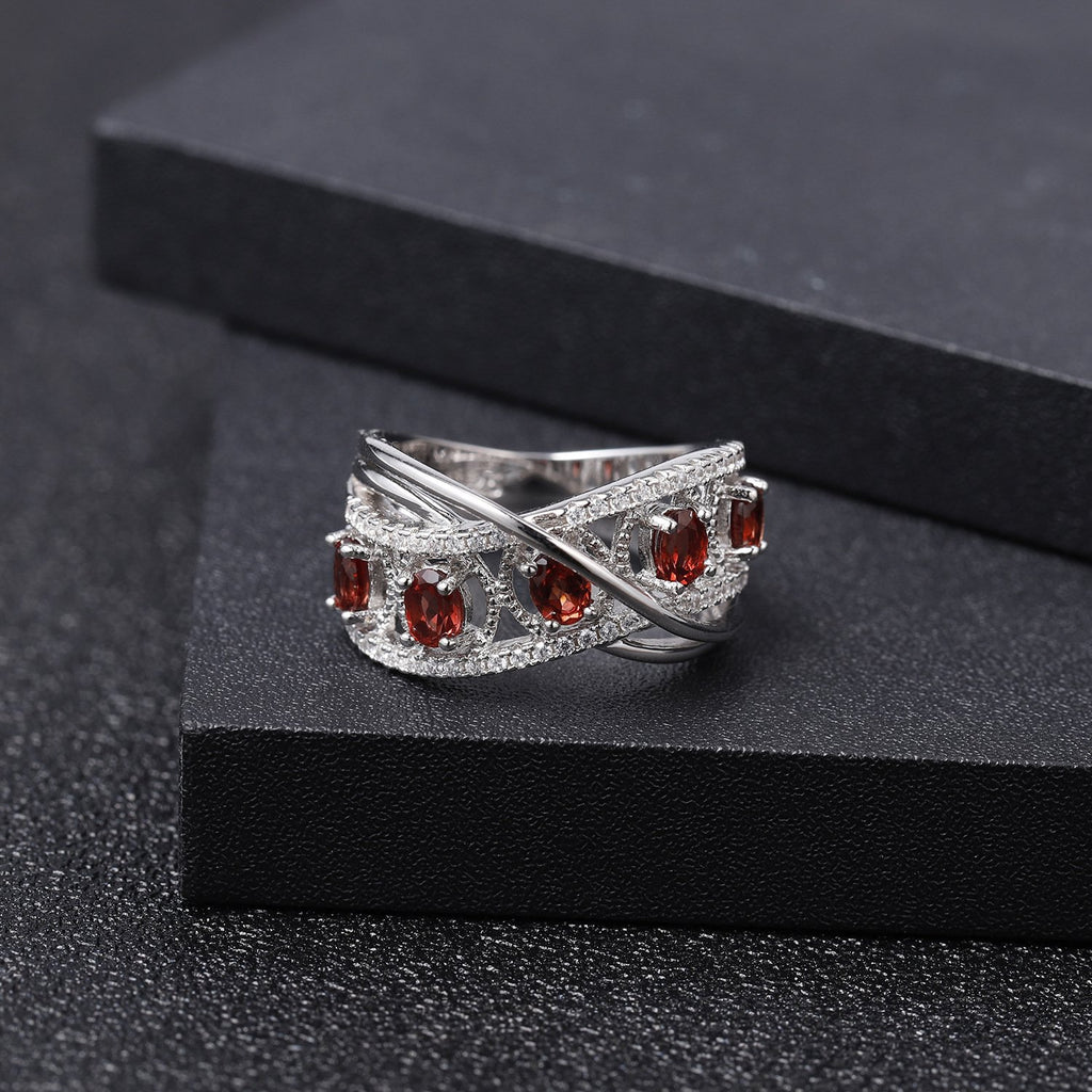 Back view of the Amethyst ring showing clasp and hallmark