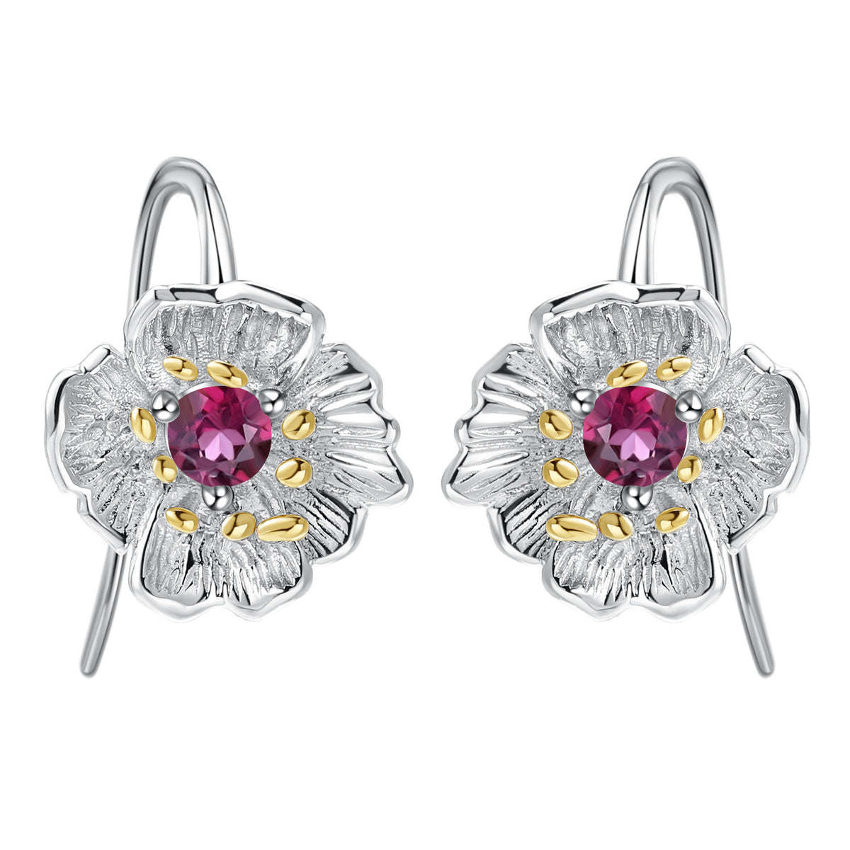 Close-up of the Garnet setting on these earrings