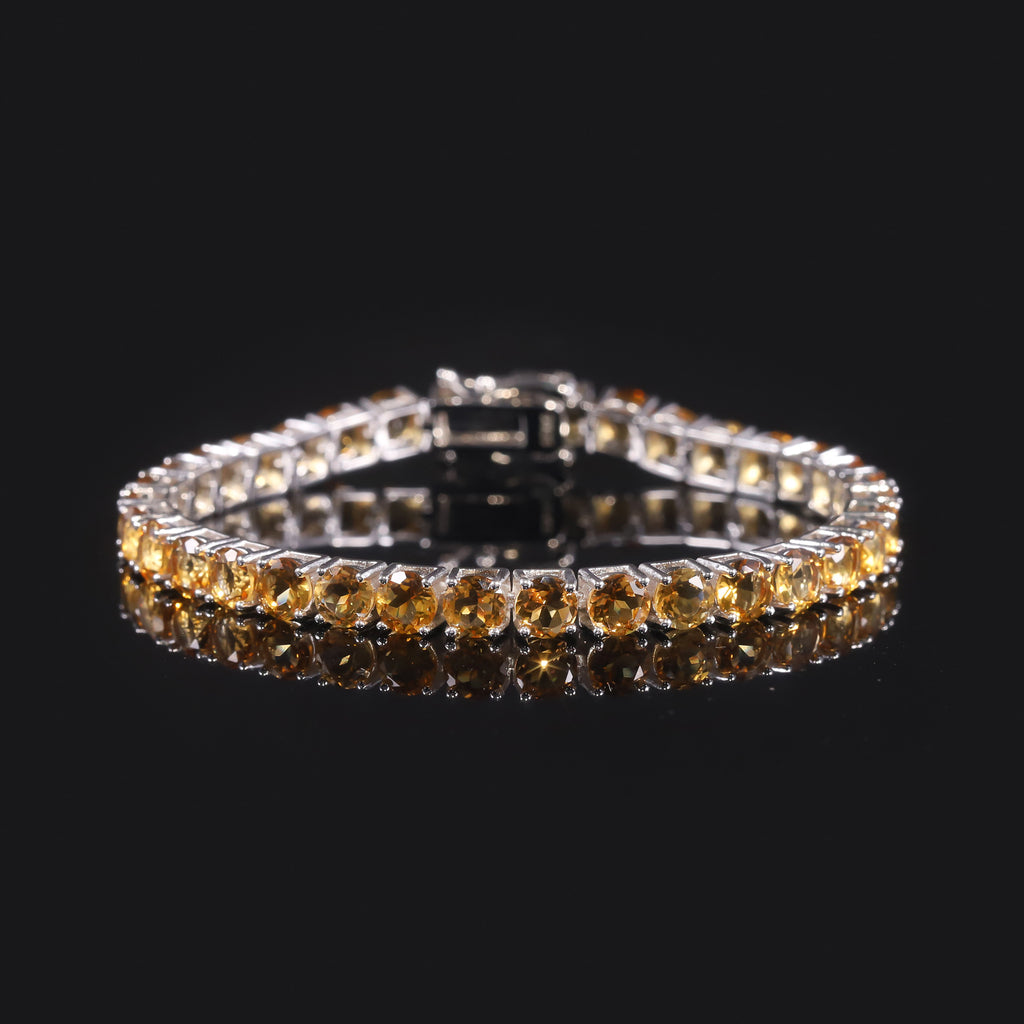 White Topaz 3/4/5/6mm Tennis Bracelet 925 Sterling Silver (wearing effect view)