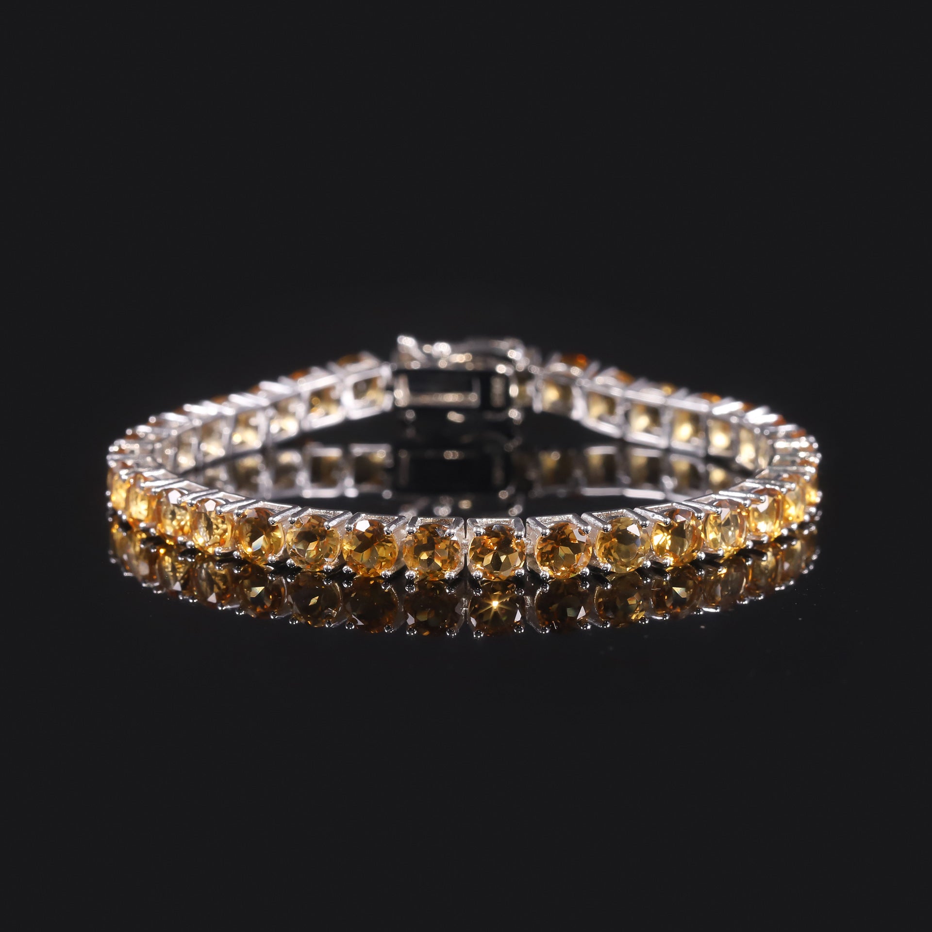 White Topaz 3/4/5/6mm Tennis Bracelet 925 Sterling Silver (wearing effect view)
