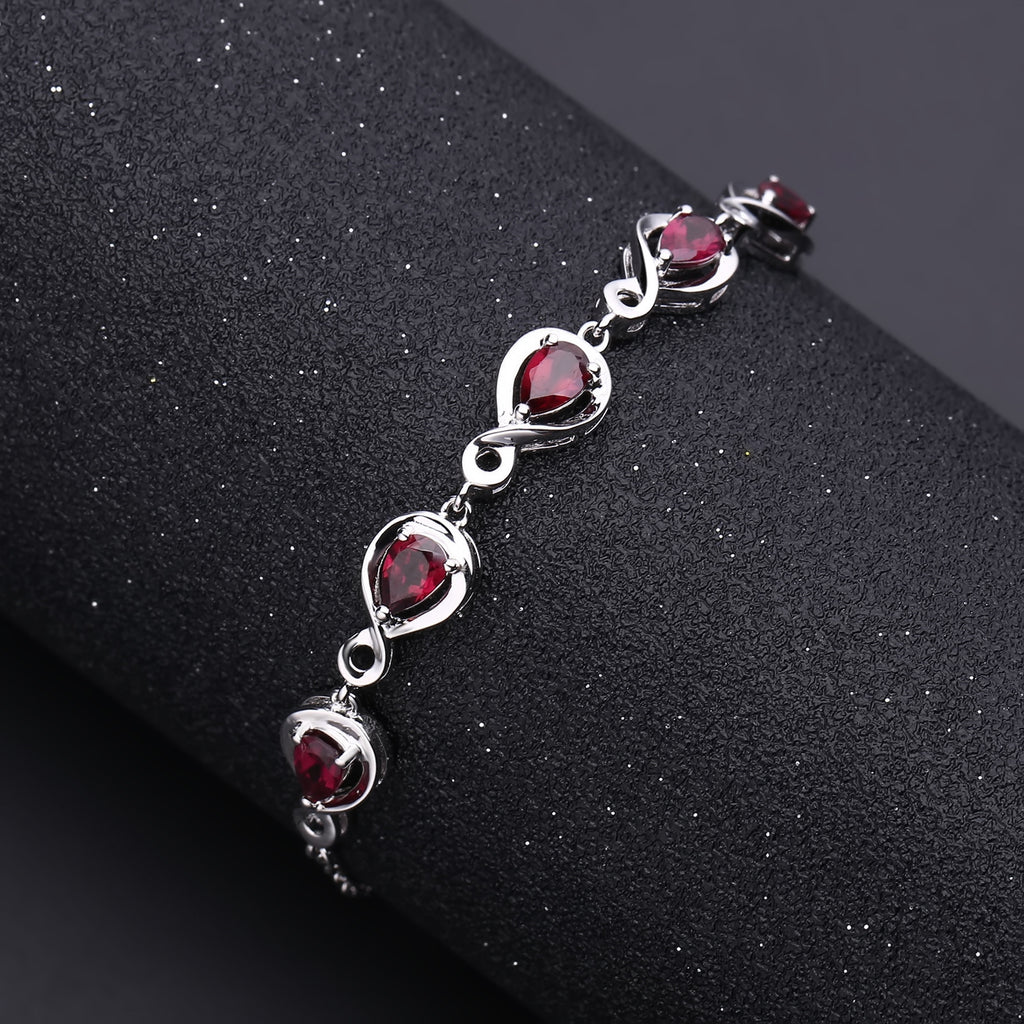 Gemstones Heart Bracelet 925 Sterling Silver