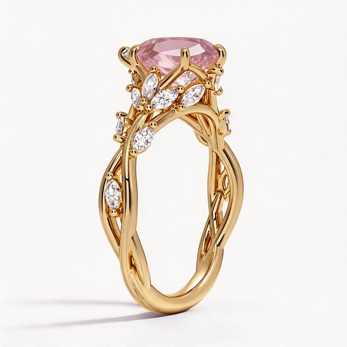 2ct / 2.18ct Pink Lab-Grown Diamond Floral Ring 925 Sterling Silver - Design Detail