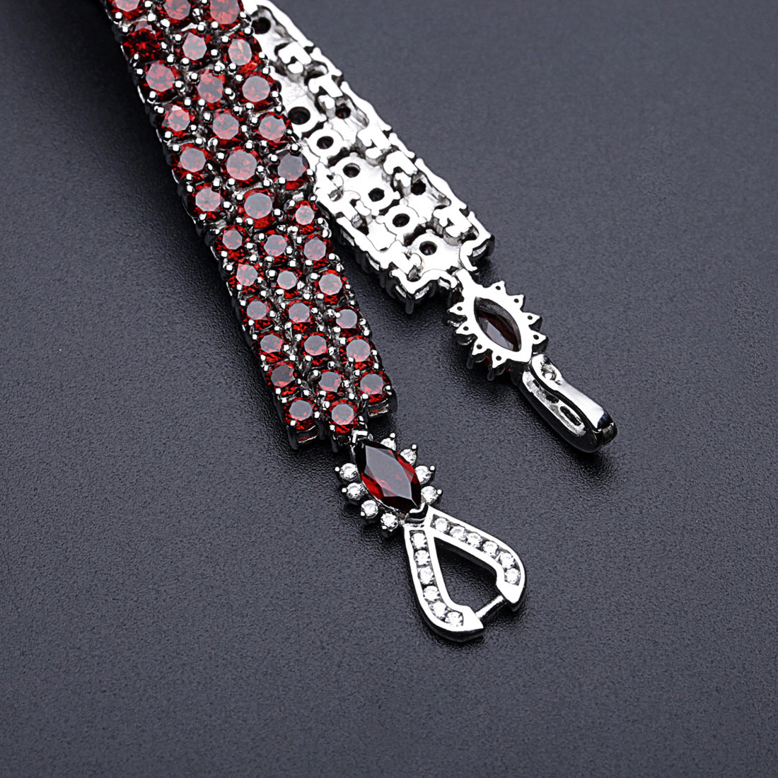 Garnet Multi-Stone Bracelet 925 Sterling Silver (wearing effect view)
