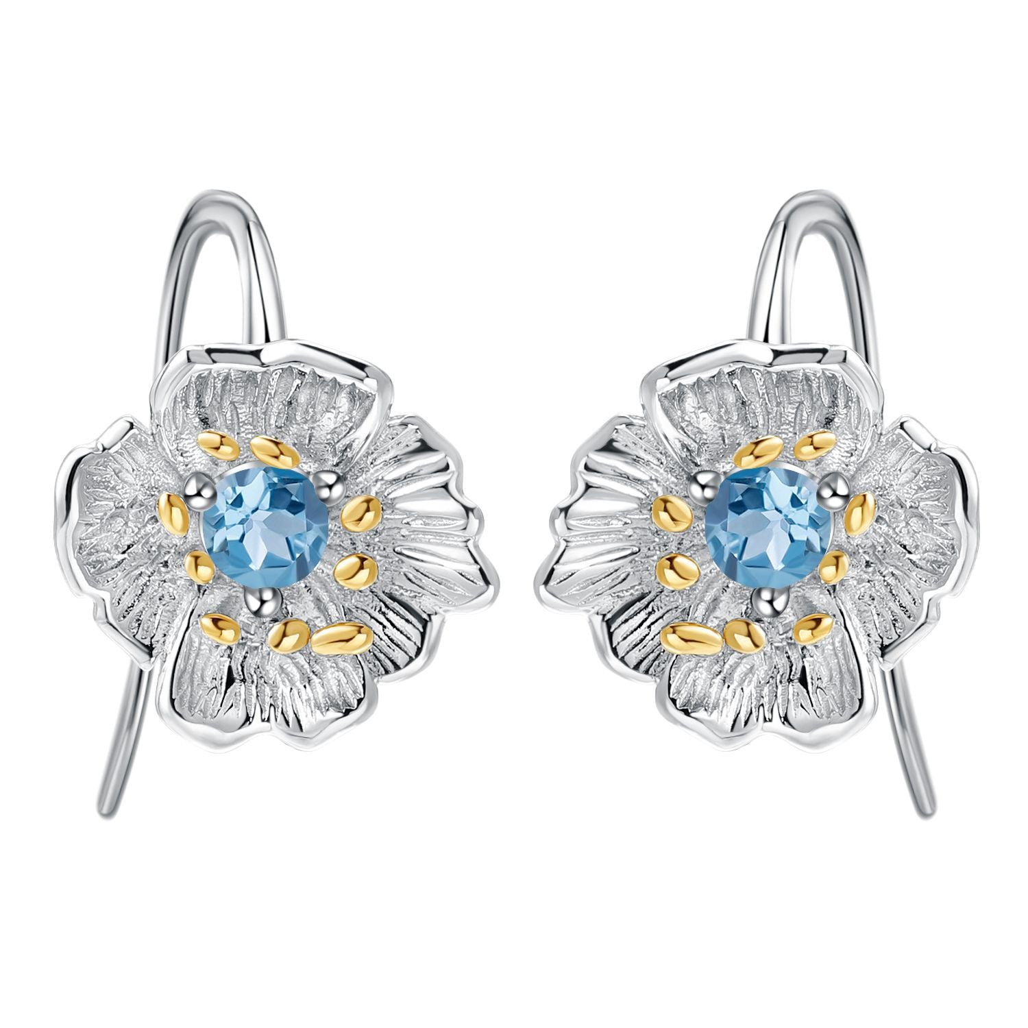 Topaz Plum Blossom Earrings 925 Sterling Silver (wearing effect view)