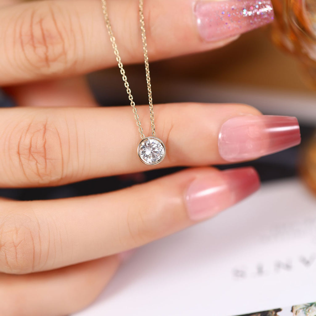 0.5ct Lab-Grown Diamond Bubble Necklace 14K Gold - Wearing Photo 2