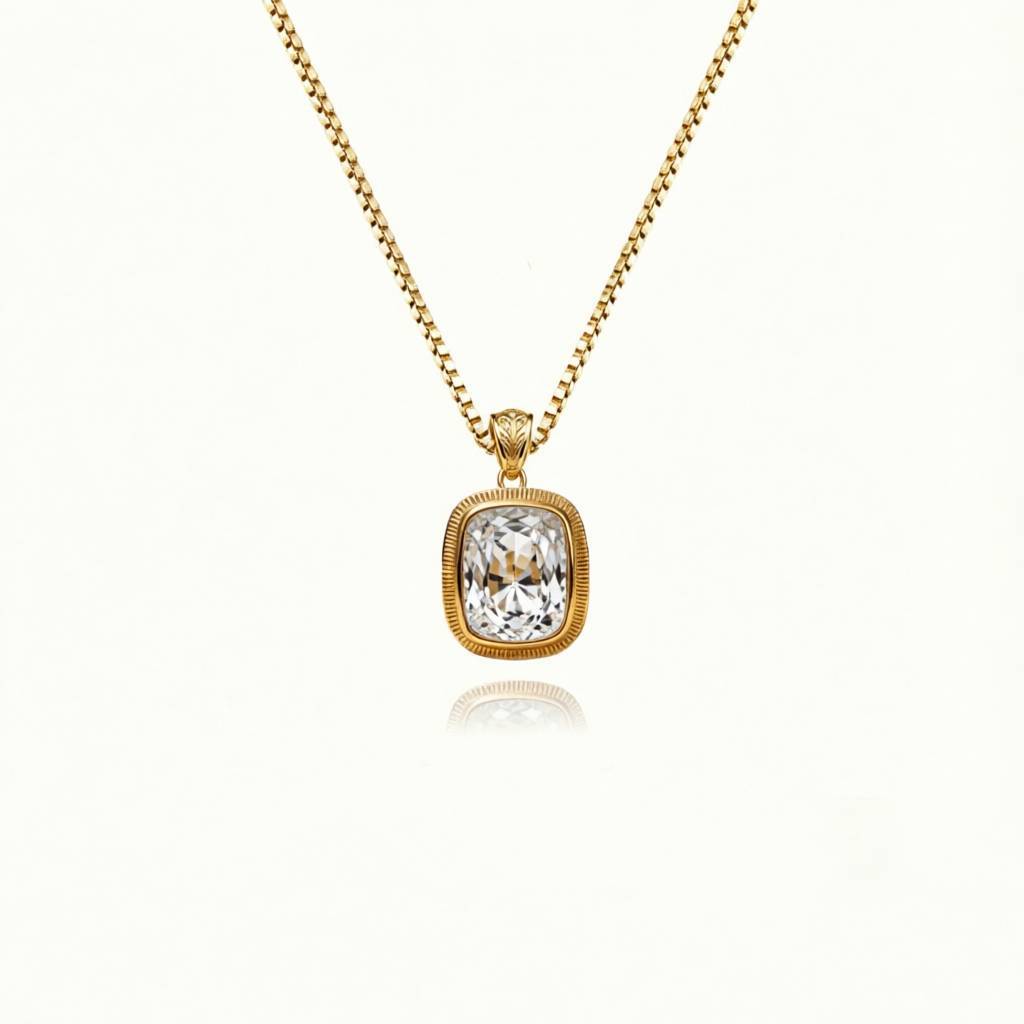 Vintage Moissanite Pendant Necklace 925 Sterling Silver 3ct/5ct - Pendant Detail 2