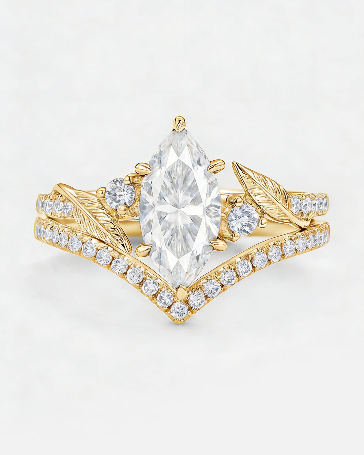 Marquise Moissanite Stacking Ring Set 925 Sterling Silver with Certificate
