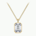 Emerald Cut Moissanite Pendant Necklace Gold - Pendant Detail 1