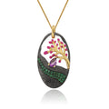 Natural Gemstone Tree of Life Pendant 925 Sterling Silver (wearing effect view)