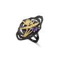 Amethyst Nature-Inspired Adjustable Ring 925 Sterling Silver (wearing effect view)