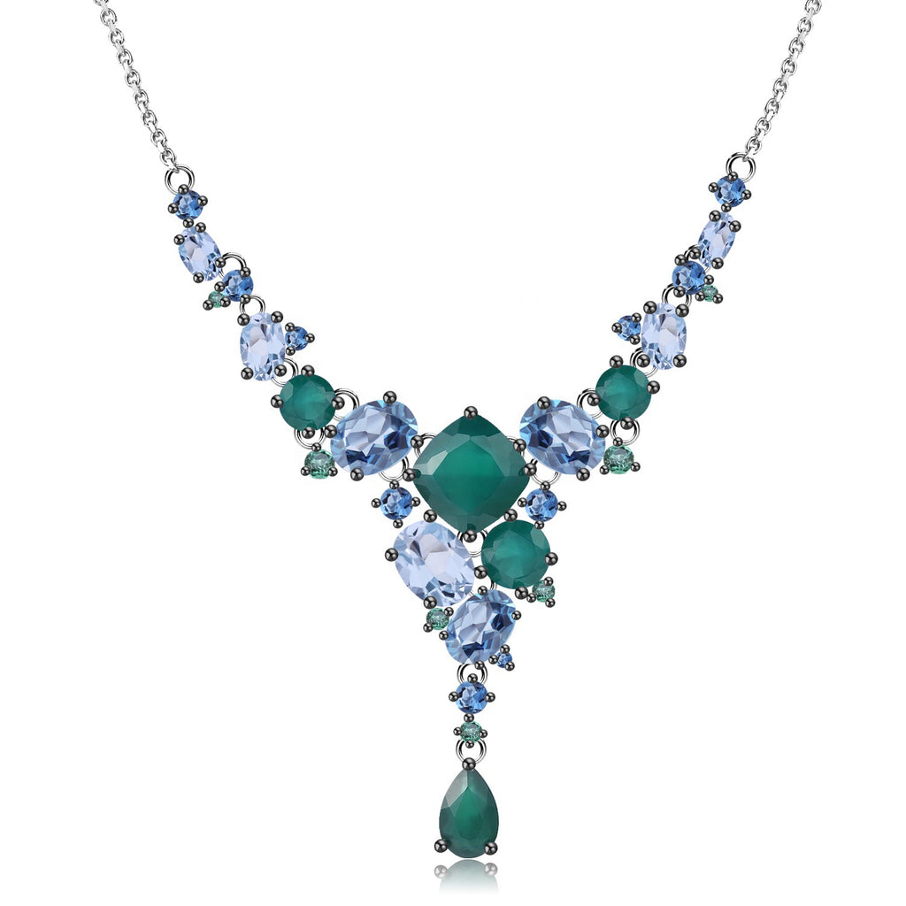 Natural Topaz Crystal Pendant Necklace 925 Sterling Silver