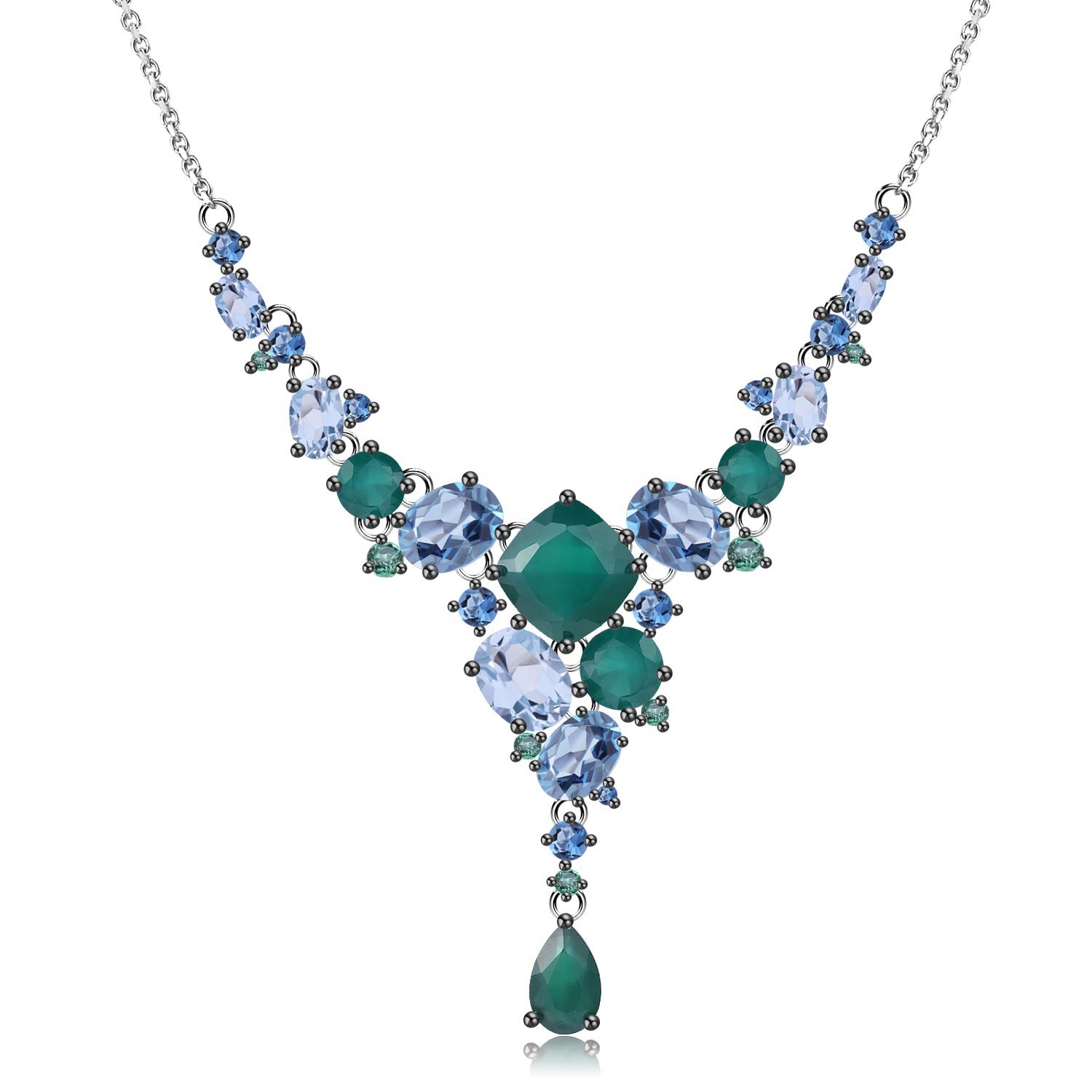 Natural Topaz Crystal Pendant Necklace 925 Sterling Silver