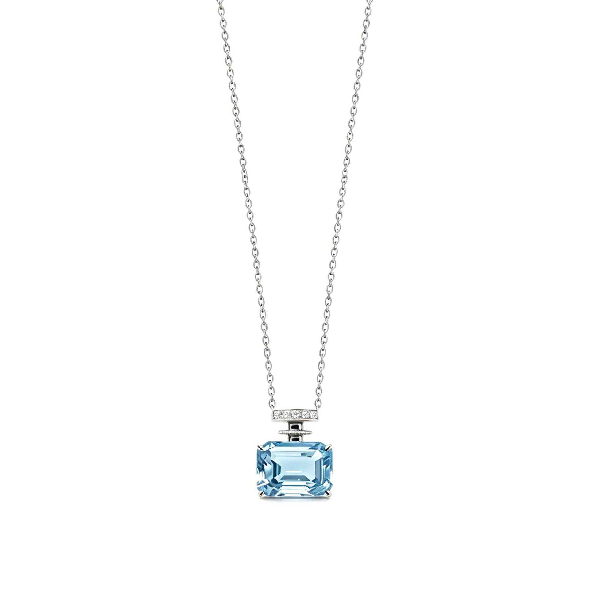 Lab-Grown Padparadscha Perfume Bottle Pendant Necklace 925 Sterling Silver