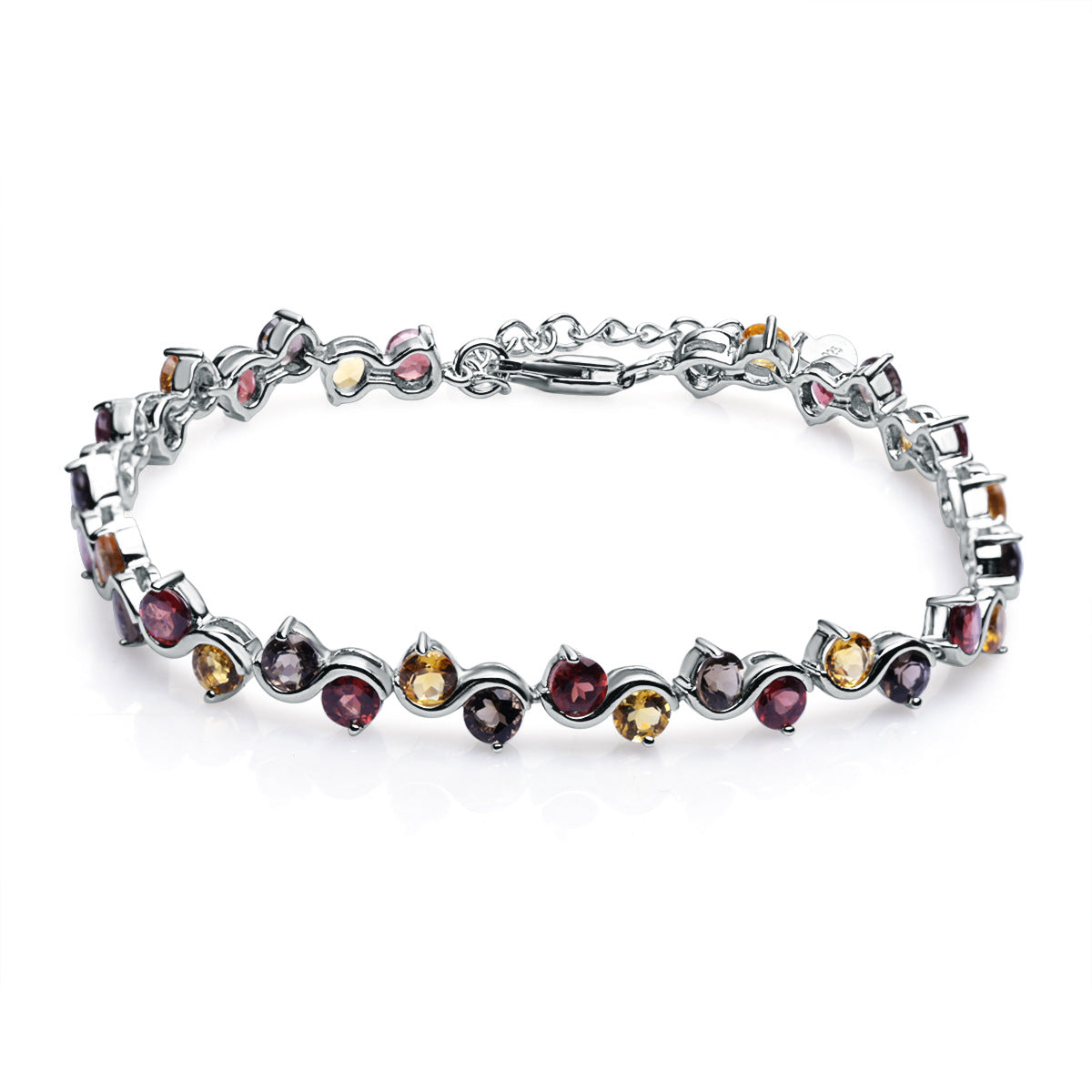 Gemstones Designer Bracelet 925 Sterling Silver (side profile view)