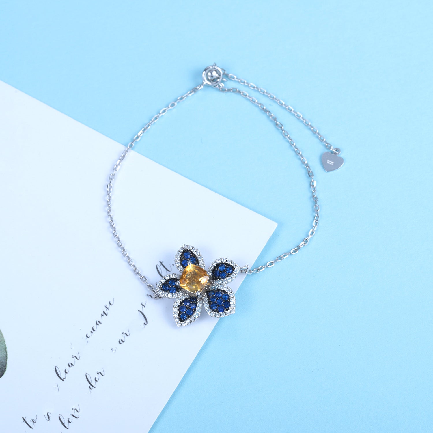 Close-up of the Citrine setting on this bracelet