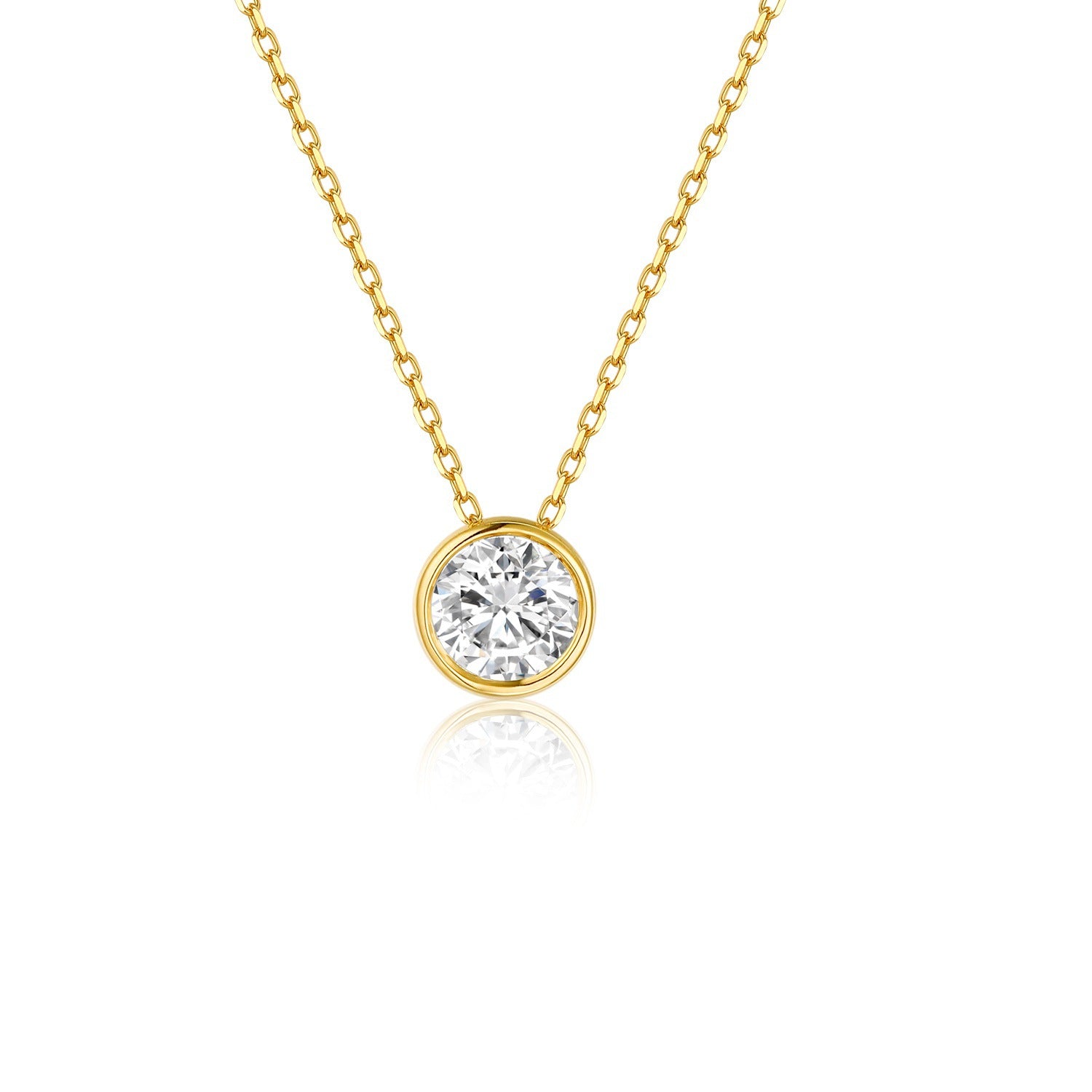 0.5ct Lab-Grown Diamond Bubble Necklace 14K Gold - White Background