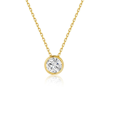 0.5ct Lab-Grown Diamond Bubble Necklace 14K Gold - White Background