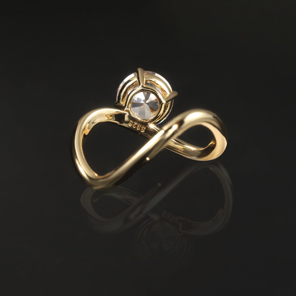 Back View of Lab-Grown Diamond Infinity Ring 925 Sterling Silver Marked S925