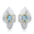 Multicolor Natural Gemstones Nature-Inspired Earrings 925 Sterling Silver (wearing effect view)