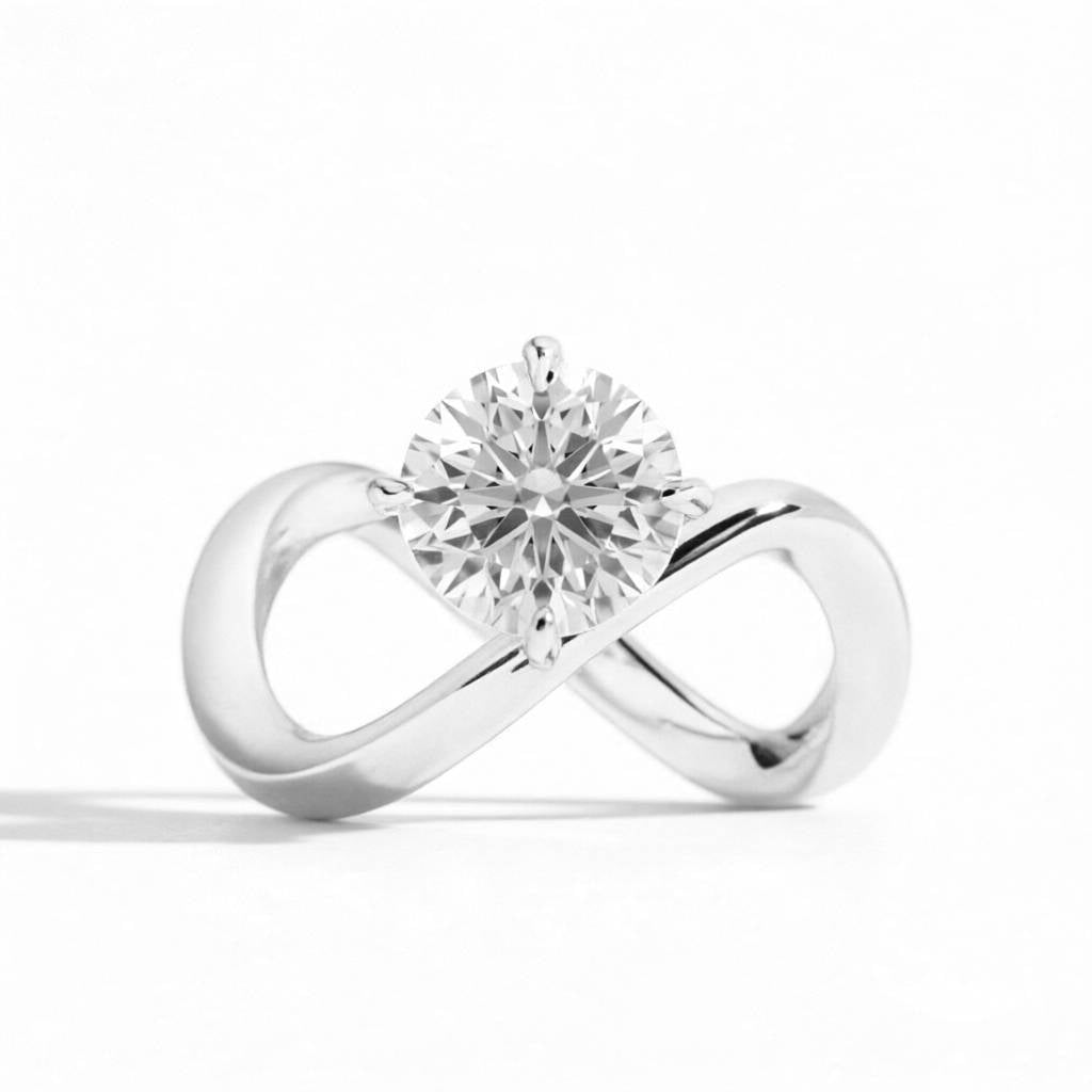 2CT White Lab-Grown Diamond Infinity Ring 925 Sterling Silver IGI Certified