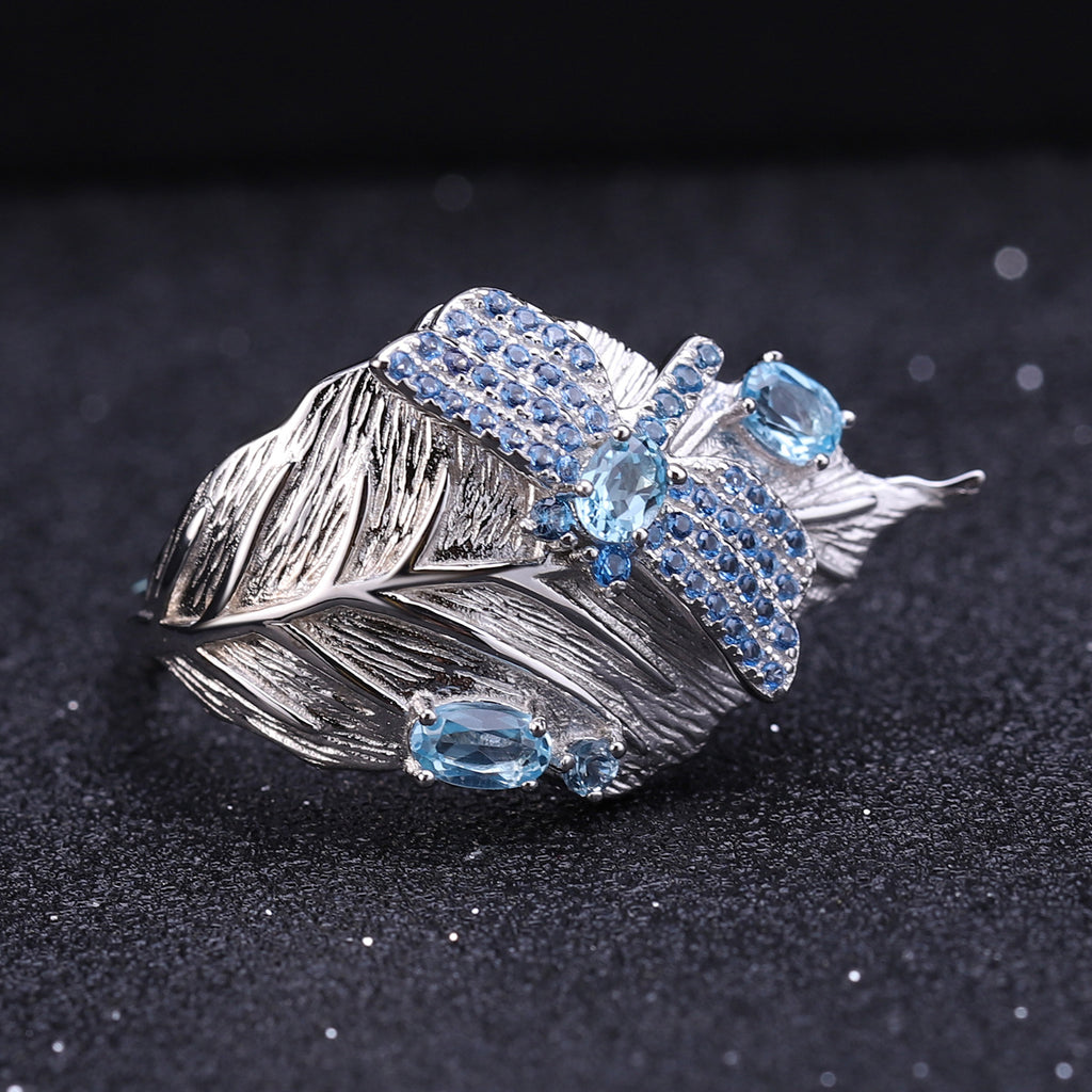 Close-up of the Natural Gemstone setting on this ring