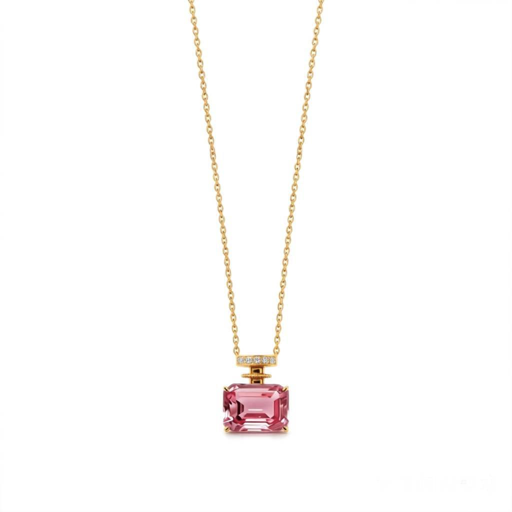 Natural Topaz Perfume Bottle Pendant Necklace 925 Sterling Silver