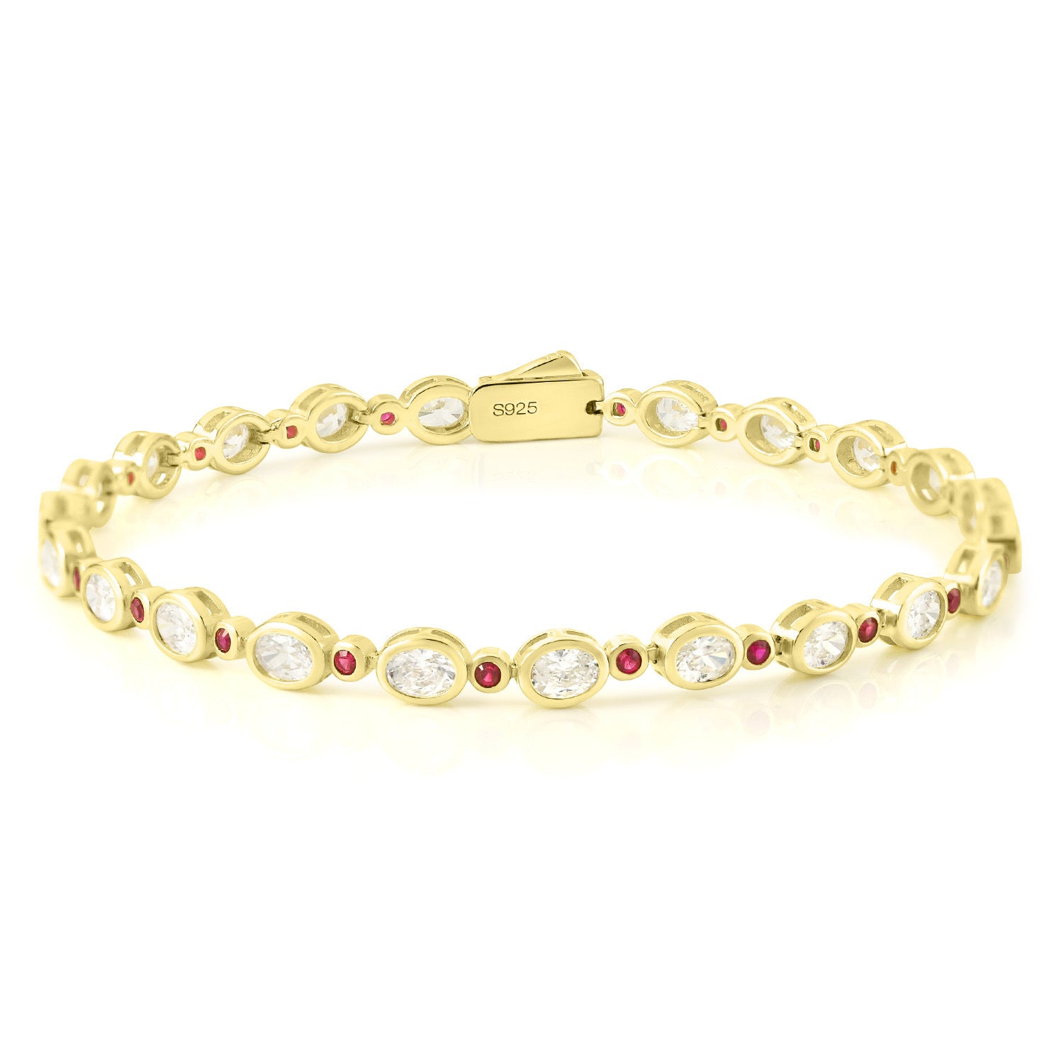 Ruby Luxury Bracelet 925 Sterling Silver (gemstone setting detail)